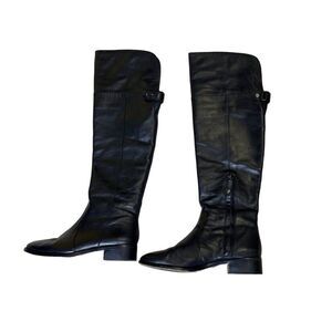 BCBG MAXAZRIA Black Leather Over the knee boots